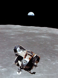 Photograph of the LEM after leaving the moon.