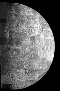 Composite photograph of Mercury by the Mariner spacecraft.